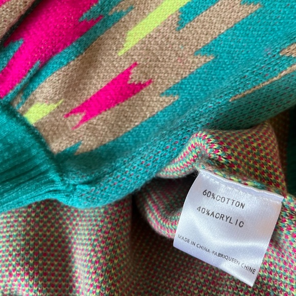 Crazy Train Aztec Neon Print Knit Sweater - Picture 4 of 5